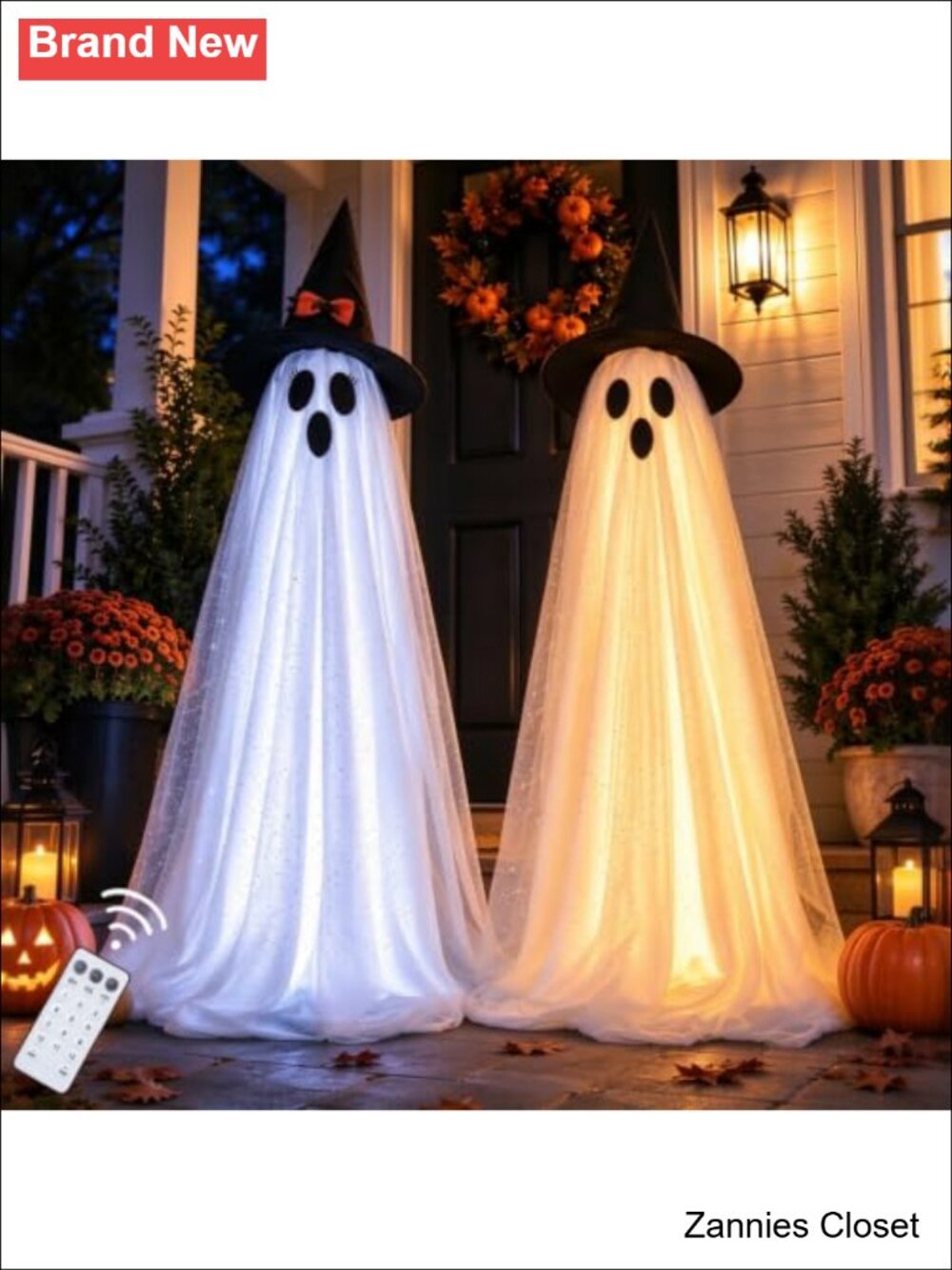 👻 2 Pack 5 FT Halloween Color Changing Height Adjustable Ghost Yard Decor